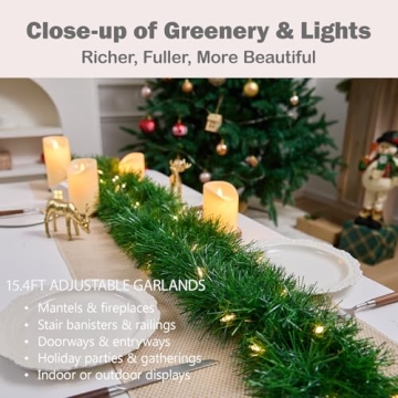 WEMADE 15.4ft Pre-Lit Christmas Garland with Lights