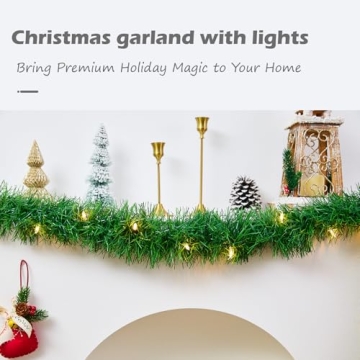WEMADE 15.4ft Pre-Lit Christmas Garland with Lights