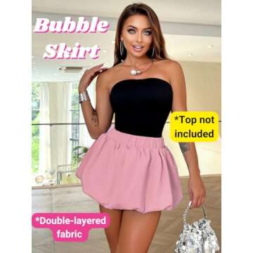ChiaoLezhee Bubble Mini Skirt for Women, Puff Balloon Short Skirts, Cute Puffy Hem Puffer Going Out,...