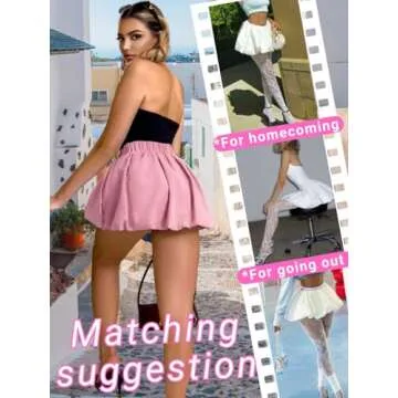 ChiaoLezhee Bubble Mini Skirt for Women, Puff Balloon Short Skirts, Cute Puffy Hem Puffer Going Out, Sexy Club Outfits,Pink,Small