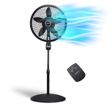 Lasko Oscillating Cyclone Pedestal Fan, Adjustable Height, Timer, Remote Control, 3 Speeds, for Bedr...