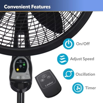 Lasko Oscillating Pedestal Fan with Remote & Timer