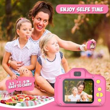 Desuccus Kids Camera, Christmas Birthday Gifts for Girls, Toys for 3 4 5 6 7 8 Year Old Girls, Digital Camera for Toddlers Toys for Girls with 32GB SD Card（Pink）