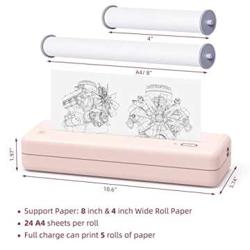 HPRT Wireless Portable Printer - Bluetooth Thermal Printer for Travel, Mobile Office, School, Home Compatible with iOS Android