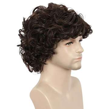 yuehong Short Curly Brown Wig for Cosplay and Events