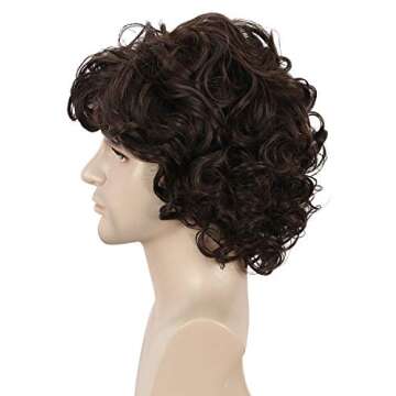 yuehong Short Curly Brown Wig for Cosplay and Events