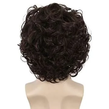 yuehong Short Curly Brown Wig for Cosplay and Events