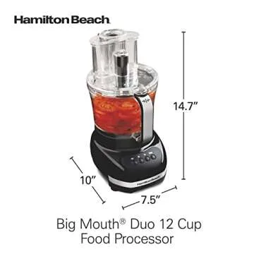 Hamilton Beach Big Mouth Duo Plus 12 Cup Food Processor & Vegetable Chopper with Additional Mini 4 Cup Bowl, Black (70580)