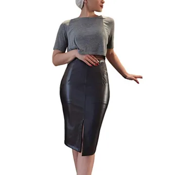 Stylish RAMISU High Waist PU Leather Skirt for Women