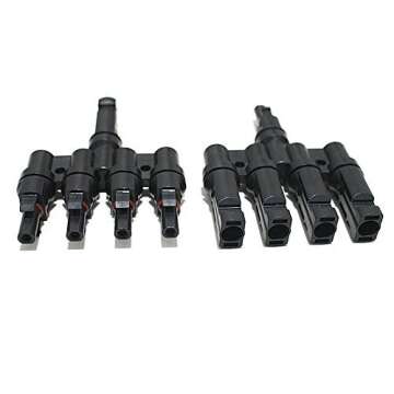 eoocvt 1 Pair Solar Energy Panel MC-4 T Branch Connectors Cable Coupler Combiner - 1 Male to 4 Femal...