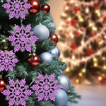 AMS 30ct Glittered Snowflake Ornaments for Christmas Decor