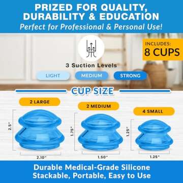 8 Cups Silicone Cupping Therapy Set Professional Massage Cupping Cups for Cupping Therapy Cupping Ki...