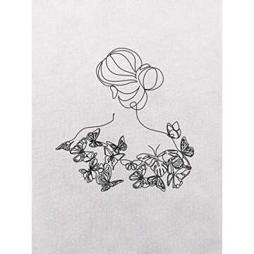 SweatyRocks Women's Cute Graphic T-Shirts Crewneck Short Sleeve Casual Gesture Print Tee Tops Butterfly White S