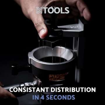 Barista Hustle AutoComb, Espresso WDT Distribution Tool, 12 Needle Espresso Stirrer, Adjustable Needle Depth, Compatible with Most 58mm Baskets and Portafilters, Durable and Replaceable Components