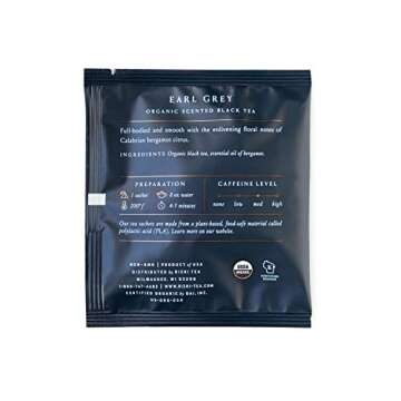 Rishi Tea Earl Grey Tea - Organic Sachet with Pure Bergamot Oil, Energizing & Caffeinated - 50 Count