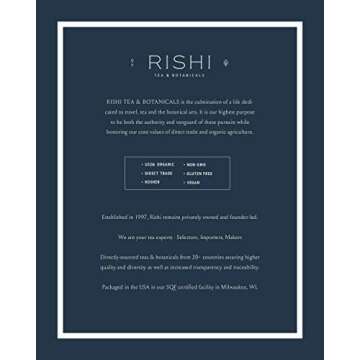 Rishi Earl Grey Organic Tea Bags - Pure Black Tea with Bergamot