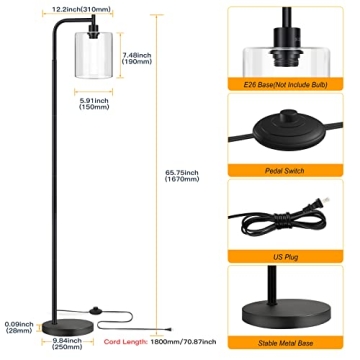 MAXvolador Modern Floor Lamp with Glass Shade