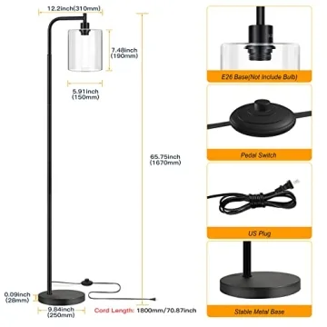 MAXvolador Modern Floor Lamp with Glass Shade