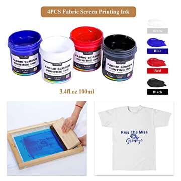 Caydo 46 Pieces Screen Printing Kit with 4 Color Screen Printing Ink, 2 Size Screen Printing Frame and Squeegees for Screen Printing
