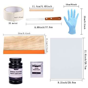 Caydo 46 Pieces Screen Printing Kit with 4 Color Screen Printing Ink, 2 Size Screen Printing Frame and Squeegees for Screen Printing