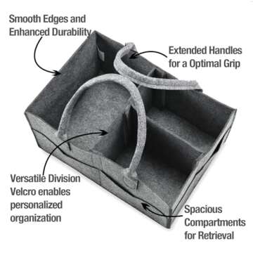 PandaEar Baby Diaper Caddy Organizer, Portable Travel Diaper Organizer, Nursery Caddy Basket with Divided Design