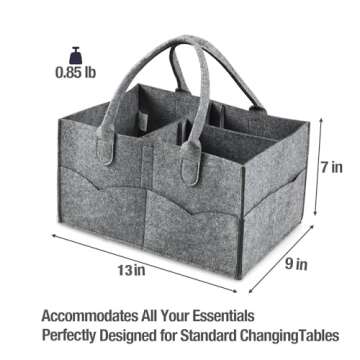 PandaEar Baby Diaper Caddy Organizer, Portable Travel Diaper Organizer, Nursery Caddy Basket with Divided Design