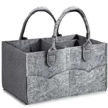 PandaEar Baby Diaper Caddy Organizer, Portable Travel Diaper Organizer, Nursery Caddy Basket with Divided Design