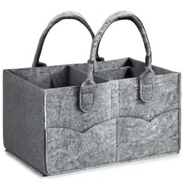 PandaEar Baby Diaper Caddy Organizer, Portable Travel Diaper Organizer, Nursery Caddy Basket with Divided Design