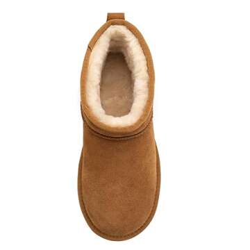 Xiakolaka Women's Classic Platform Mini Boots Winter Suede Anti-Slip Ankle Snow Chestnut Boots Size 6.5