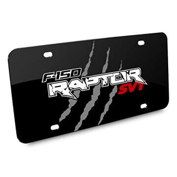 iPick Image Ford F-150 Raptor SVT Claw Marks Graphic Black Acrylic License Plate