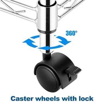 Homdox 5 Tier Steel Shelving Unit with Wheels and Durability