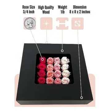 Miniature Preserved Roses in Wood Frame for Lasting Beauty
