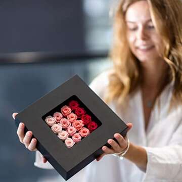 Miniature Preserved Roses in Wood Frame for Lasting Beauty