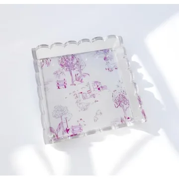 Stylish Customizable Acrylic Scalloped Tray for All Occasions