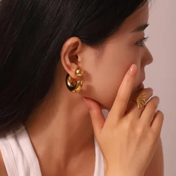 Chic 8YEARS Chunky Gold Hoop Earrings for Women