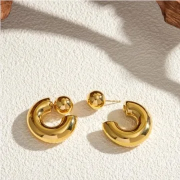 Chic 8YEARS Chunky Gold Hoop Earrings for Women