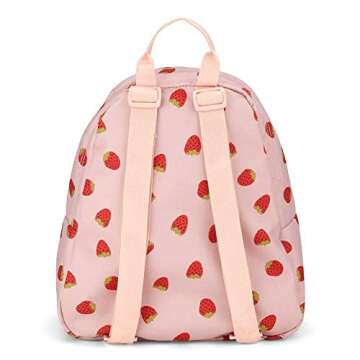 JanSport Half Pint Mini Backpack, 10.2 L - Durable Mini Bag Purse with Adjustable Shoulder Straps, Single Main Compartment, Zippered Stash Pocket, Strawberry Shower