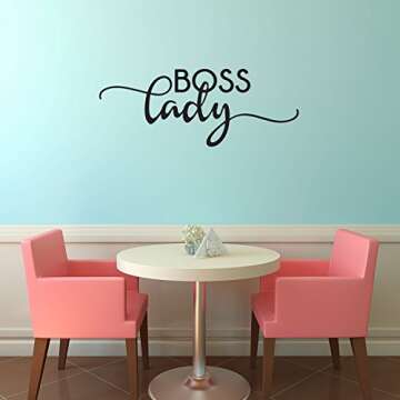 Boss Lady Inspirational Women's Quotes - Wall Art Decal - 9" x 23" Boss Girl Decoration Vinyl Sticke...