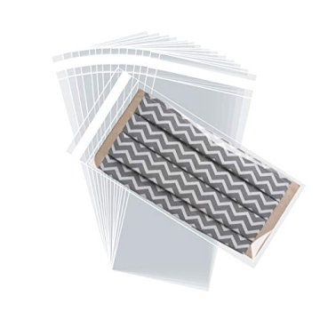 Purple Q Crafts Clear Self Sealing Cellophane Bags 4" x 9" 100 Pack Clear Gift Bags For Packaging Co...