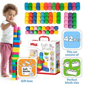 Far far land -Super Soft Building Blocks for Toddlers Ages 1-3 Years– Teaches & Enhances Creativity and Fine Motor Skills- STEM Building Set - 42 Pieces