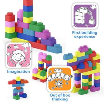 Far far land -Super Soft Building Blocks for Toddlers Ages 1-3 Years– Teaches & Enhances Creativity and Fine Motor Skills- STEM Building Set - 42 Pieces