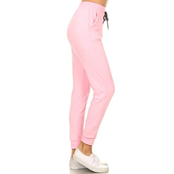 Leggings Depot Women's Classic Active Pull-On Jogger Pants - Comfy & Versatile with Pockets, Pink, S...