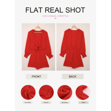 Bdcoco V Neck Tie Front Romper for Women with Pockets