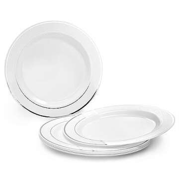 OCCASIONS 50 Plates Pack (25 Guests)-Heavyweight Wedding Party Disposable Plastic Plate Set -25 x 10...