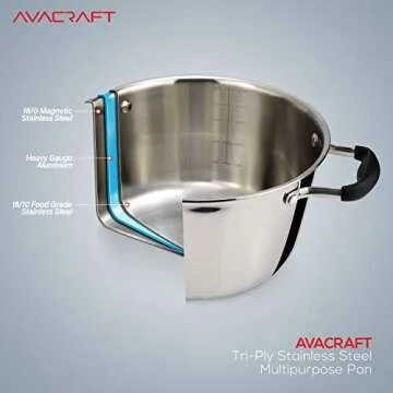 AVACRAFT Tri-ply Stainless Steel Dutch Oven 5 Quart