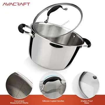 AVACRAFT Tri-ply Stainless Steel Dutch Oven 5 Quart