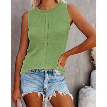 Cutiefox Women's Knit Tank Tops Sleeveless Summer Loose Tie Back Casual Vest Shirts Blouses