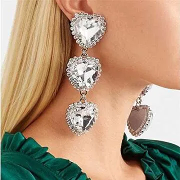 Heart Rhinestones 20pcs Sew on Buttons 14mm Lake Blue