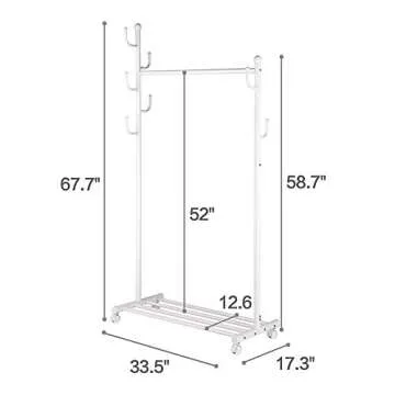 Stylish SINGAYE 2-in-1 Clothes Rack with Wheels and Shelves