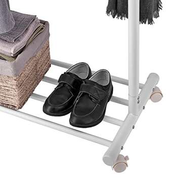 Stylish SINGAYE 2-in-1 Clothes Rack with Wheels and Shelves